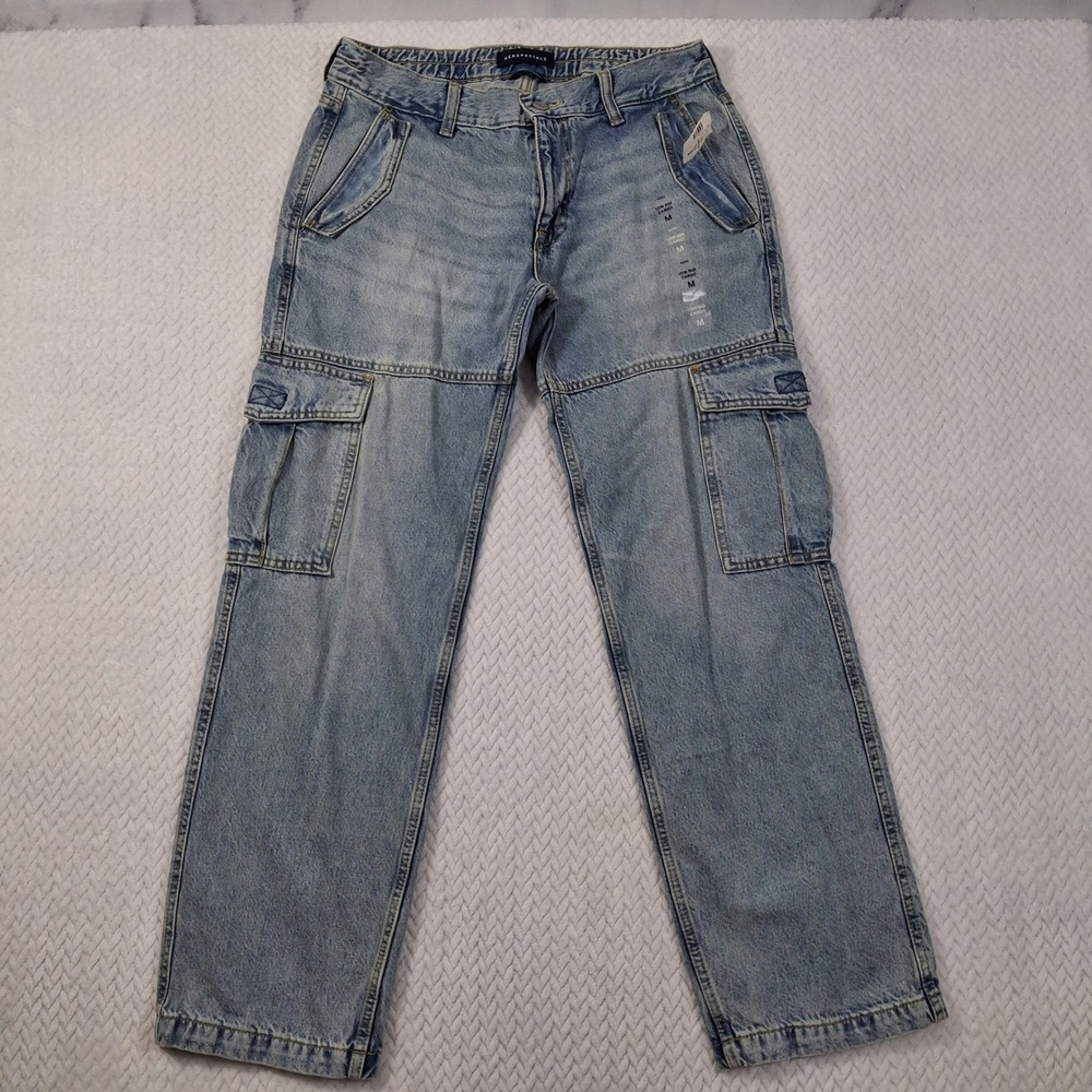 Aeropostale Low Rise Cargo Jeans Womens Size M (Waist 31") Blue.
